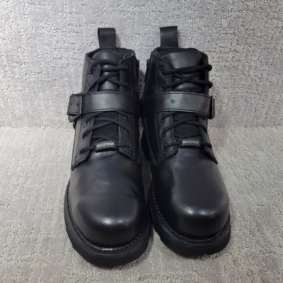 Harley Davidson Men's Size US 10 Black Leather Moc Toe Motorcycle Riding Boots. - Picture 2 of 10